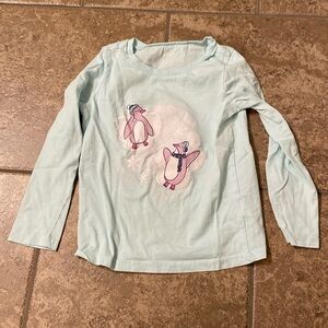 Carter’s size 6 long sleeve light blue snow ❄️ snowflake penguin shirt winter